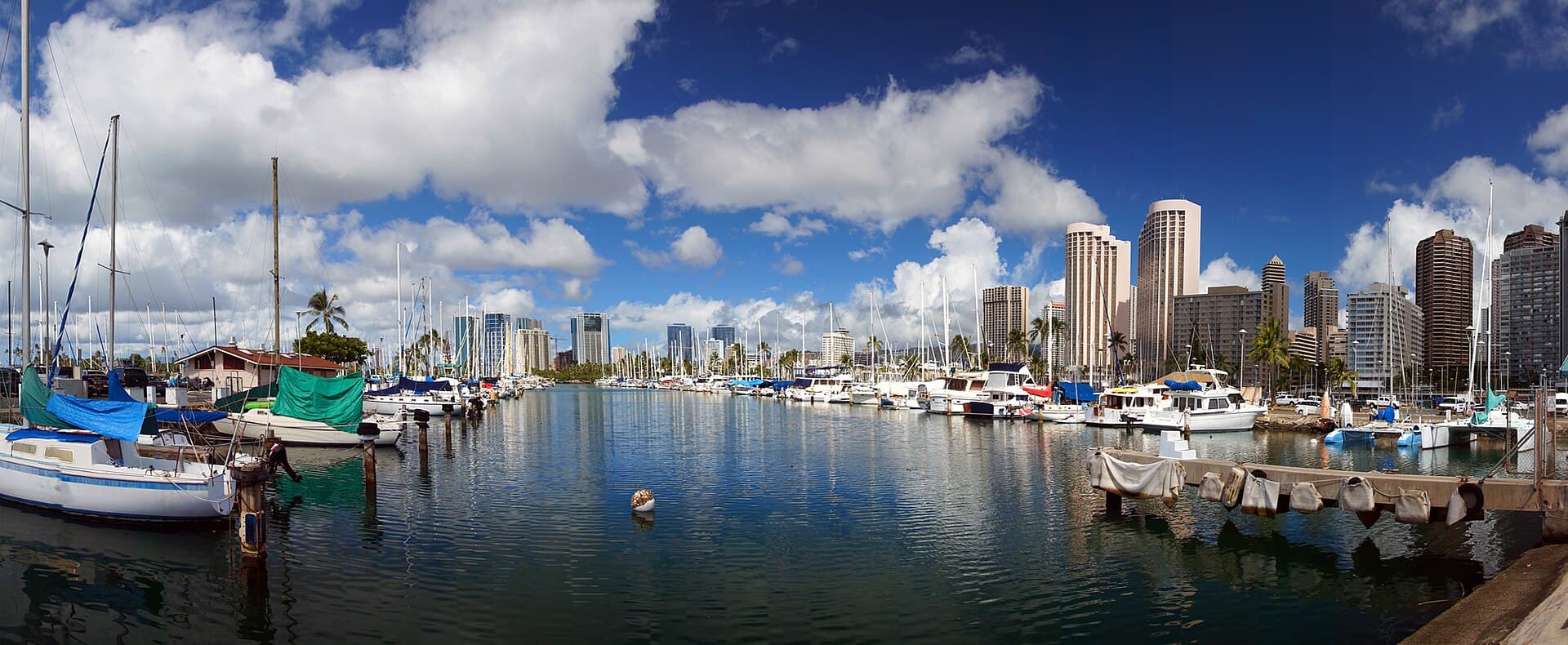 Hawaii marina at sunset